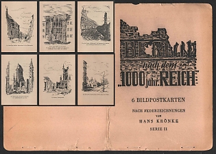 1933-1945 'Picture Postcards Based on Pen and Ink Drawings by Hans Kronke' Nazi Propaganda Postcards Set in Booklet, Very Rare