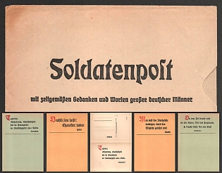 1933-1945 'Soldiers' Poem with Contemporary Thoughts and Words of Great German Men' Nazi Propaganda Postcards Set in Booklet, Very Rare