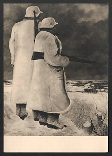 1933-1945 'Exhibition German Artists and the Gebhardt-Westernbuchberg, F. S., Double Post of Weapons' Waffen SS Nazi Propaganda Postcard