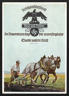 1939 'In the Peasantry Lies the Inexhaustible Source of Our Strength' Military Army Nazi Propaganda Postcard