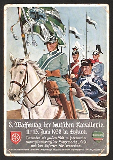 1938 'German Cavalry Arms Day. November 11th-13th June 1938 in Erfurt' Military Army Nazi Propaganda Postcard