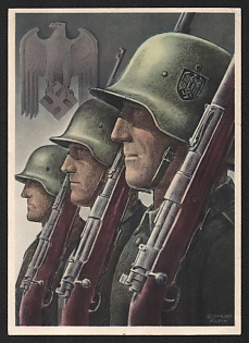 1940 'The German Wehrmacht' Military Army Nazi Propaganda Postcard