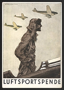 1938 'Air Sports Donation' Military Army Nazi Propaganda Postcard