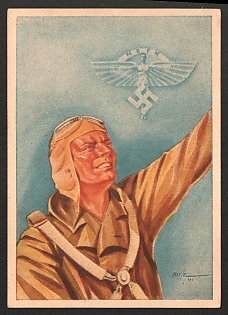 1933-1945 'The Nazi Air Corps Calls Youth to Serve in Aviation' Military Army Nazi Propaganda Postcard