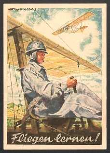 1933-1945 'Learn to Fly!' Military Army Nazi Propaganda Postcard