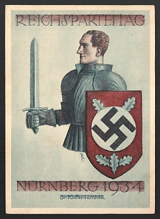 1934 'Reichsparteitral Nurnberg 1934 September 5-10' Military Army Nazi Propaganda Postcard