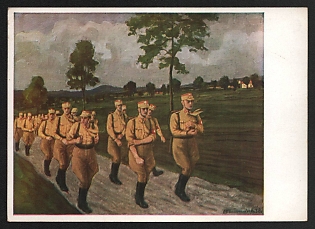 1933-1945 'We March for the Homeland' Military Army Nazi Propaganda Postcard