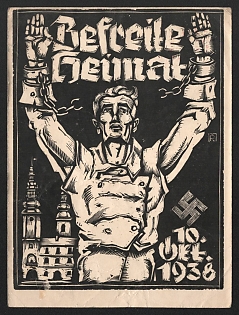 1938 'Liberated Homeland' Military Army Nazi Propaganda Postcard