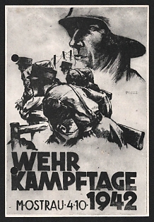1942 'Defense Battle Days Mostrau 4-10 1942' Military Army Nazi Propaganda Postcard