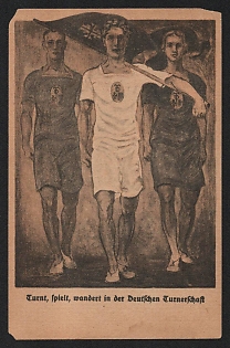 1933-1945 'Gymnastics, Plays, and Hikes with the German Gymnastics Association' Military Army Nazi Propaganda Postcard