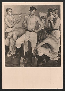 1944 'Rad Art Show 1944 Prague. 'Work Break'' Military Army Nazi Propaganda Postcard