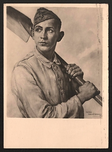 1944 ''Workman' After a Drawing by Anton Hackenbroich' Military Army Nazi Propaganda Postcard