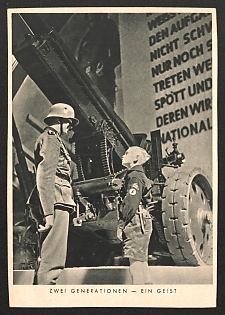1933-1945 'Two Generations One Spirit' Military Army Nazi Propaganda Postcard