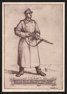 1941 'Whether the Sun Shines, Whether it Storms or it Snows, Customs Border Protection is Always Ready' Military Army Nazi Propaganda Postcard