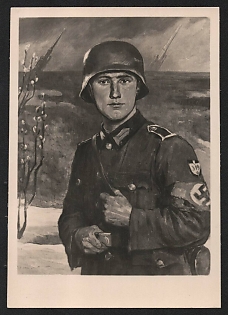 1944 'Rad - Art Exhibition 1944 Prague. 'Foreman of a Rad Anti-Aircraft Battery' After an Oil Painting by Vocke' Military Army Nazi Propaganda Postcard