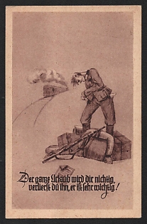 1933-1945 'The Whole Vacation Will Be Worthless if You Waste It, It is Very, Very Important' Military Army Caricature Nazi Propaganda Postcard