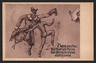 1933-1945 'Freed of Lice on Your Coat and Limbs, the Shop Finally Works Again' Military Army Caricature Nazi Propaganda Postcard