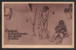 1933-1945 'Man, Embarrassed Inside, Feels Embarrassed' Military Army Caricature Nazi Propaganda Postcard