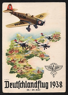 1938 'Deutschlandflug 1938' Air Force Luftwaffe Nazi Propaganda Postcard