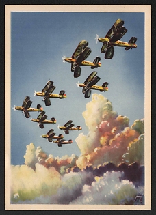 1937 'German Military Aircraft' Air Force Luftwaffe Nazi Propaganda Postcard