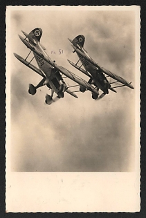 1940 'Heinkel He 51 Fighter Aircraft' Air Force Luftwaffe Nazi Propaganda Postcard