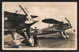 1938 'Our Luftwaffe, Fighter Aircraft Preparing for Takeoff' Air Force Luftwaffe Nazi Propaganda Postcard