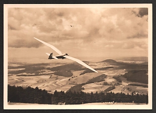 1933-1945 'The German Glider. Wasserkuppe (Rhon). Minimoa in a Storm' Air Force Luftwaffe Nazi Propaganda Postcard