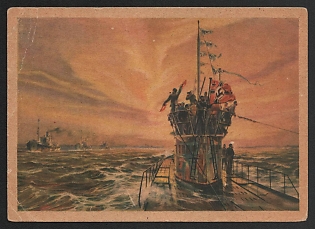 1933-1945 'U-boat Returns from Successful Combat Patrol' Navy Ships Deutsche Marine Nazi Propaganda Postcard