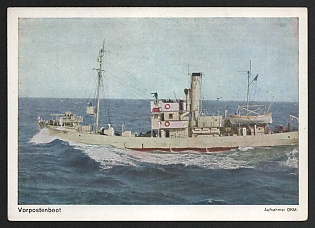 1933-1945 'Outpost Boat' Navy Ships Deutsche Marine Nazi Propaganda Postcard