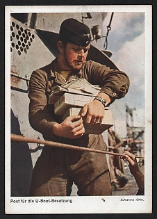 1933-1945 'Mail for the U-boat Crew' Navy Ships Deutsche Marine Nazi Propaganda Postcard
