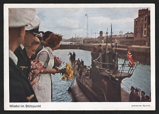 1933-1945 'Back at Base' Navy Ships Deutsche Marine Nazi Propaganda Postcard