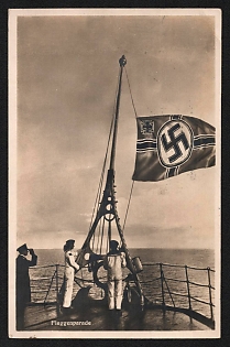 1941 'Flag Parade' Navy Ships Deutsche Marine Nazi Propaganda Postcard