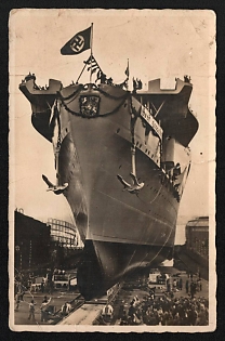 1938 'Launch of the Aircraft Carrier 'Graf Zeppelin' on December 8, 1938' Navy Ships Deutsche Marine Nazi Propaganda Postcard