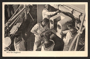 1941 'All for England' Navy Ships Deutsche Marine Nazi Propaganda Postcard