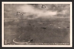 1938 'Torpedo Boats Drive Submarine Guards Panzerschiff Squadron' Navy Ships Deutsche Marine Nazi Propaganda Postcard