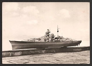 1933-1945 'Naval Memorial of the German Naval Association, Baltic Resort of Laboe, Model of the Battleship Bismark' Navy Ships Deutsche Marine Nazi Propaganda Postcard