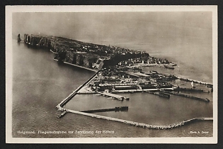 1933-1945 'Heligoland. Aerial Photograph before the Destruction of the Harbor' Navy Ships Deutsche Marine Nazi Propaganda Postcard