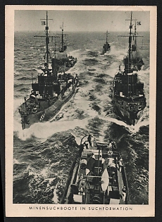 1944 'Minesweepers in Search Formation' Navy Ships Deutsche Marine Nazi Propaganda Postcard