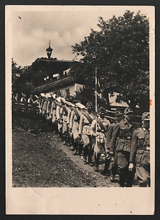 1944 'Our Reich Labor Service Marching Back from the Construction Site' Army Infantry Nazi Propaganda Postcard