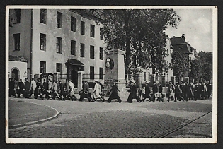 1940 'Our Wehrmacht Recruits Entering the Barracks' Army Infantry Nazi Propaganda Postcard
