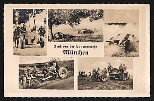 1933-1945 'Greetings from the Munich Anti-Tank Defense Force' Army Infantry Nazi Propaganda Postcard