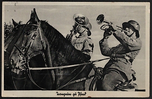 1943 'Military Trumpeters on Horseback' Army Infantry Nazi Propaganda Postcard