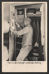 1937 'Military Order Reigns Even in the Locker' Army Infantry Nazi Propaganda Postcard