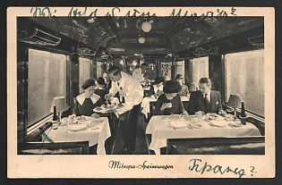 1938 'Mitropa Speino Car' Nazi Propaganda Postcard