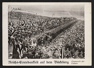 1937 'National Harvest Festival on the Buckeberg Parade of the Flags' Nazi Propaganda Postcard