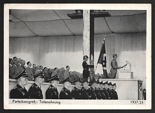 1937 'Party Congress Honoring the Dead' Nazi Propaganda Postcard
