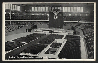 1933-1945 'Berlin Deutschlandhalle, Interior View of Deutschlandhalle' Nazi Propaganda Postcard