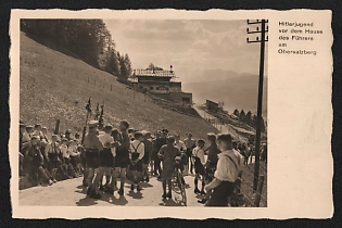 1933-1945 'Hitler Youth in Front of the Fuhrer's House on the Obersalzberg' Nazi Propaganda Postcard