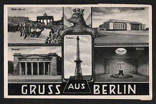 1942 'Greetings from Berlin' Nazi Propaganda Postcard