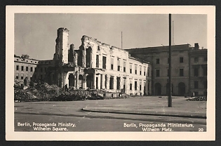 1933-1945 'Berlin, Propaganda Ministry, Wilhelm Square' Nazi Propaganda Postcard